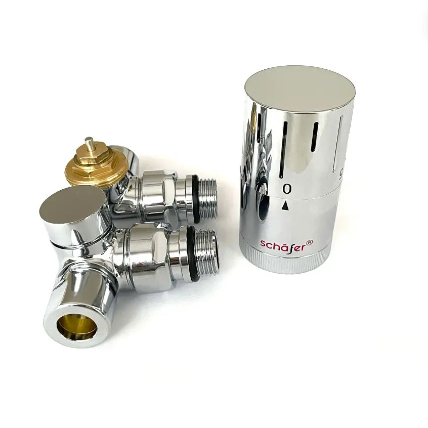 Thermostatventil Set Heizkörper Eck Rücklauftemperaturbegrenzer 1/2 Chrom Heizshop24