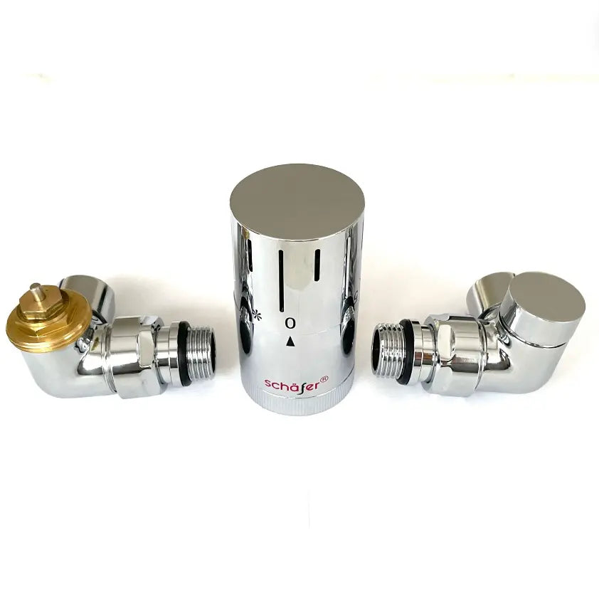 Thermostatventil Set Heizkörper Eck Rücklauftemperaturbegrenzer 1/2 Chrom Heizshop24
