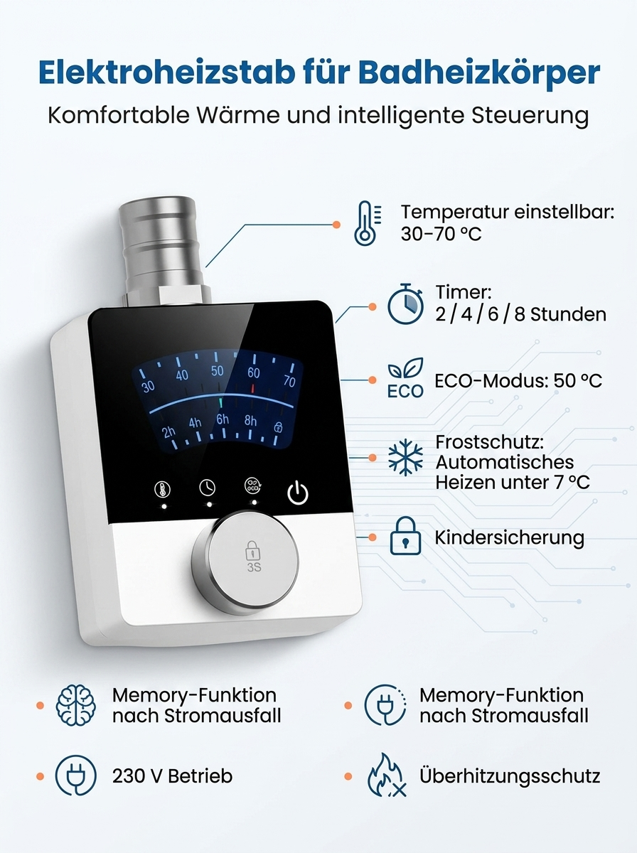 Elektrischer Badheizkörper NOVA inkl. Heizstab